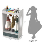 Kids Costume Organizer Costume Rack Kids Armoire Open Hanging Armoire Closet with Mirror-WHITE - Image 4