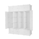 20 Cube Organizer Stackable Plastic Cube Storage Shelves Design Multifunctional Modular Closet Cabinet with Hanging Rod White - Image 7