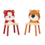 Kids Table and 2 Chairs Set, 3 Pieces Toddler Table and Chair Set, Wooden Activity Play Table Set (Bear&Tiger) - Image 5