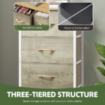 4 Drawer Dresser Fabric Chest of Drawers Furniture Storage Organizer for Living Room,,Hallway,Oak Greige - Image 3