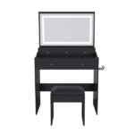 New Large Mirror Vanity Desk for Bed room , Modern Makeup Vanity Set with Power Outlet and Hair dryer holder, 5 Drawers , 3 Lighting Color Adjustable Dressing Table for Bedroom, Black Color - Image 4