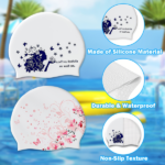 2pcs Silicone Swim Cap for Women Men, High Elasticity Comfortable Non-Slip Swimming Cap for Girls & Boys, Durable Waterproof Swim Hats for Long and Short Hair, Keep Hair Dry - Image 4