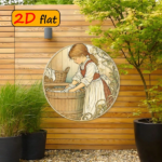 CIFbuy 2D Flat Round Aluminum Sign Vintage Girl Doing, "" Vintage Girl, Doing Laundry Wall Decor 7.87x7.87 Inch Outdoor Kitchen TikTok, Temu Self-pickup Logichics - Image 3