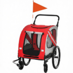 2-in-1 Red Dog Bicycle Trailer – Road-Visibility Reflectors, Weather-Strong Cover, as Pet Outdoor Travel Essential for Hiking Routes - Image 2