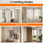 Drill-Free L-Shaped Room Divider Curtain Rod, Adjustable 28"-142"W x 4-10 ft H Heavy-Duty Partition Rod- Black - Image 8