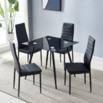 4pcs Elegant Assembled Stripping Texture High Backrest Dining Chairs Black Replace encoding 13028198-18410366 - Image 151