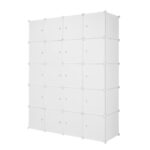 20 Cube Organizer Stackable Plastic Cube Storage Shelves Design Multifunctional Modular Closet Cabinet with Hanging Rod White - Image 5