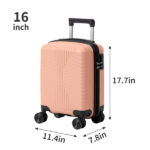 Non-TSA customs lock four-in-one PP trolley suitcase, available in 16in, 20in, 24in, and 28in sizes, in pink - Image 5