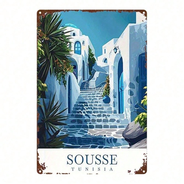29e86942-b0fc-464e-9aac-52702a94efd2.png CIFbuy 1pc Blue Mediterranean Metal Sign, 8x12 Inch Architectural Iron Wall Art, Durable 2D Flat Plaque For Home Bar Bedroom Kitchen De TikTok, TikTok, Art, Self-pickup Logiopics - Image 1