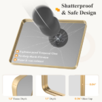 Anti-Fog Bathroom Wall Mirror – 36" x 40" Shatterproof Vanity Mirror with Rectangular Metal Frame, Gold(Shipment from Walmart) - Image 2
