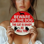CIFbuy Funny | Round Iron Metal Sign, Beware Of The Dog This Cat Is Also Suspicious 8X8Inch 2D Flat Printed Decor Sign 1PC, Waterproof TikTok, TikTok, oof Self-pickup Logiopics - Image 4