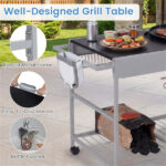 Outdoor Grill Cart for 18-22 Inch Kettle Grills, Metal BBQ Stand with Lid Holder & Storage Rack - Image 6