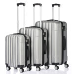 ABS Trolley Case 20in 24in 28in 3PCS Suitcase Set Striped Textured Suitcase Silver Gray - Image 3