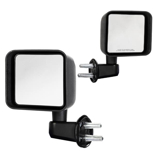 Manual Mirrors Black Left Right Side Pair For 2007-2017 Jeep Wrangler