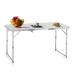 4ft Camping Folding Table, Aluminum Portable Picnic Table with Adjustable Height, 3 Fold Lightweight Outdoor Table for Indoor Travel Beach and Party - Image 2