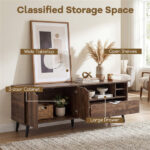 59" Rustic TV Stand for 65-inch TVs, Media Console with Cabinet, Drawer & 3 Open Shelves - Image 4