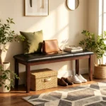 45.5" Solid Rubber Wood Entryway Bench 400LBS, PU Leather Padded Dining Bench, Multi-purpose Shoe Vanity Bed End Bench for Hall Dining Room - Image 5