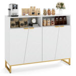 Multifunctional Kitchen Cupboard with Adjustable Shelves, Stemware Rack & Drawer, Anti-Toppling Design - Image 23