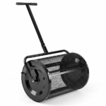 27"×16" Lawn Fertilizer Spreader with Diamond Mesh Clump-Free Garden Compost Spreader - Black - Image 2