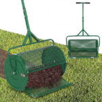 24" Lawn Topdressing Spreader with 0.75"×0.5" Mesh, Compost Spreader for Soil Sand Fertilizer Green