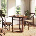 31.5" Small Folding Dining Table, Walnut Solid Wood Foldable Kitchen Table for 2 People - Image 11