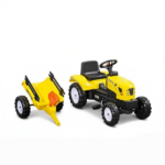 Yellow Kids Pedal Go Kart Tractor – Ride on Toy with Shovel & Rake for Outdoor Construction Play - Image 2