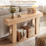 63" Farmhouse Console Table, Narrow Entryway Table with Spacious Bottom Storage - Image 9