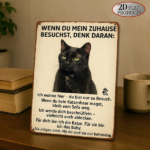 CIFbuy 1pc Vintage German Black Cat Metal Sign, Retro" Iron House Rules Quote Wall Art, 2D Flat Unframed Weatherproof Rustproof UV Resis Sign, RetrikTok, Sign, RetrikTok, t Self-pickup Logiopics - Image 6