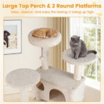 52" Tall Cat Tree Tower with Perches & Condos, Multi-Cat Playground with Scratching Posts (Beige) - Image 5