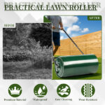 24in Heavy Duty Steel Lawn Roller, Garden Roller Can Be Filled with Water or Sand, Hand Roller with U-shaped Handle, Green & Black - Image 13