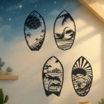 CIFbuy 4 Piece Metal Surfboard Wall Art Coastal Beach House Decor Modern Sculpture for Living Room Bedroom Kitchen Gift TikTok, temu pick-up service - Image 3