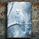 CIFbuy 1pc 2D Flat Metal Sign Winter Snow Scene White Owl Art Wall Decor, 8x12 Inches Durable Metal Plaque For Indoor Cozy Room Accent TikTok, TikTok, Self-pickup Logiopics - Image 3
