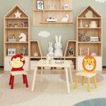 Kids Table and 2 Chairs Set, 3 Pieces Toddler Table and Chair Set, Wooden Activity Play Table Set (Lion&Monkey)-Does not support self pick up - Image 23