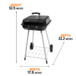 17.5 Inch Charcoal Grill with Wheels and Adjustable Dampers - Image 2