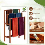 3‑Tier Freestanding Hardwood Towel Ladder, Farmhouse Vertical Towel Storage Rack, Space‑Saving Step Towel Bar for Bathroom Living Room Laundry Room - Image 6