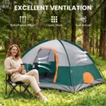 4 Person Waterproof Camping Tent with Rainfly, Easy Setup Dome Tent with Mesh Windows & Skylights, Lightweight Portable Tent for Outdoor Camping, Festivals & Backyard, Green (Shipment from Walmart) - Image 6