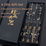 Miniature Ancient Famous Sword Set with Display Stand (6 Swords) (14 Weapons Total) - Metal Mini Sword Weapon Model Keychain Pendants, Perfect for History Enthusiasts, Party Supplies and Decorations, Unique Gifts, Collectibles - Image 3