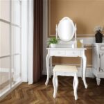 Modern Concise 4-Drawer 360-Degree Rotation Removable Mirror Dresser White =32759839 - Image 2