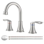 2-Handle 8 inch Widespread Bathroom Sink Faucet Brushed Nickel Lavatory Faucet 3 Hole 360° Swivel Spout Vanity Sink Basin Faucets [Unable ship on weekends, TK/TEMU only for pickup, only TX10643 warehouse supports GOFO]