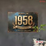 CIFbuy Vintage 1958 Metal Tin Sign, Retro 2D Flat Iron Plaque, Born In 1958 Years Of Greatness Limited Edition Quote, 7.87x11.81in Wall TikTok, TikTok, Wall Self-pickup Logiopics - Image 6