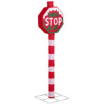 Lighted STOP Sign Christmas Yard Decorations, Pre-lit Road Sign SANTA STOP HERE with 70 LED White Lights and Stakes for Xmas Outdoor Holiday Indoor Decor Lighted Holiday Displays - Image 10