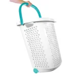 (2 pack) 2 Bushel Rolling Plastic Laundry Hamper with Pop-up Handle, White (Shipment from Walmart) - Image 3