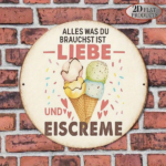 CIFbuy 1pc 8x8 Inch Round French Aluminum Sign, Vintage Love And Ice Cream Decorative Plaque, Dessert House Wall Art For Kitchen Cafe R TikTok, TikTok, Self-pickup Logiopics - Image 6