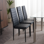 4pcs Elegant Assembled Stripping Texture High Backrest Dining Chairs Black Replace encoding 13028198-18410366 - Image 92