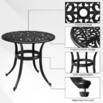 Phoenix Cast Aluminum Round Table, Patio End Table Side Table, Cast Aluminum Cocktail Table, Outdoor Bar Table, Black - Image 9