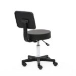 Round Shape Plastic Adjustable Salon Stool with Back Black - Image 15