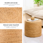 Handmade Woven Foot Stool Natural Water Hyacinth Ottoman for Home Decor & Seating - Image 3