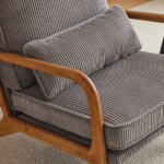 Low Arm Accent Chair - Light Gray Corduroy Upholstered Indoor Lounge Chair, Compact Single Seater with Sturdy Frame (330LBS Weight Capacity) - Image 21