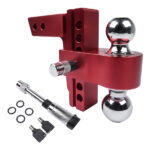 Adjustable Red Trailer Hitch Fits 2" Receiver 6" Drop Solid Tube Hitch 12500 LBS - Image 2