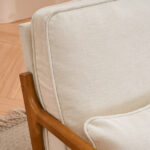 Same Code 44651052 Oak Armrest Oak Upholstered Single Lounge Chair Indoor Lounge Chair Off-White - Image 30